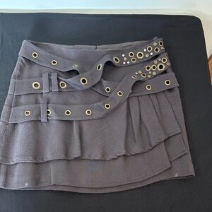 Nanette Lepore Black Mini Skirt with Gold Eyelets